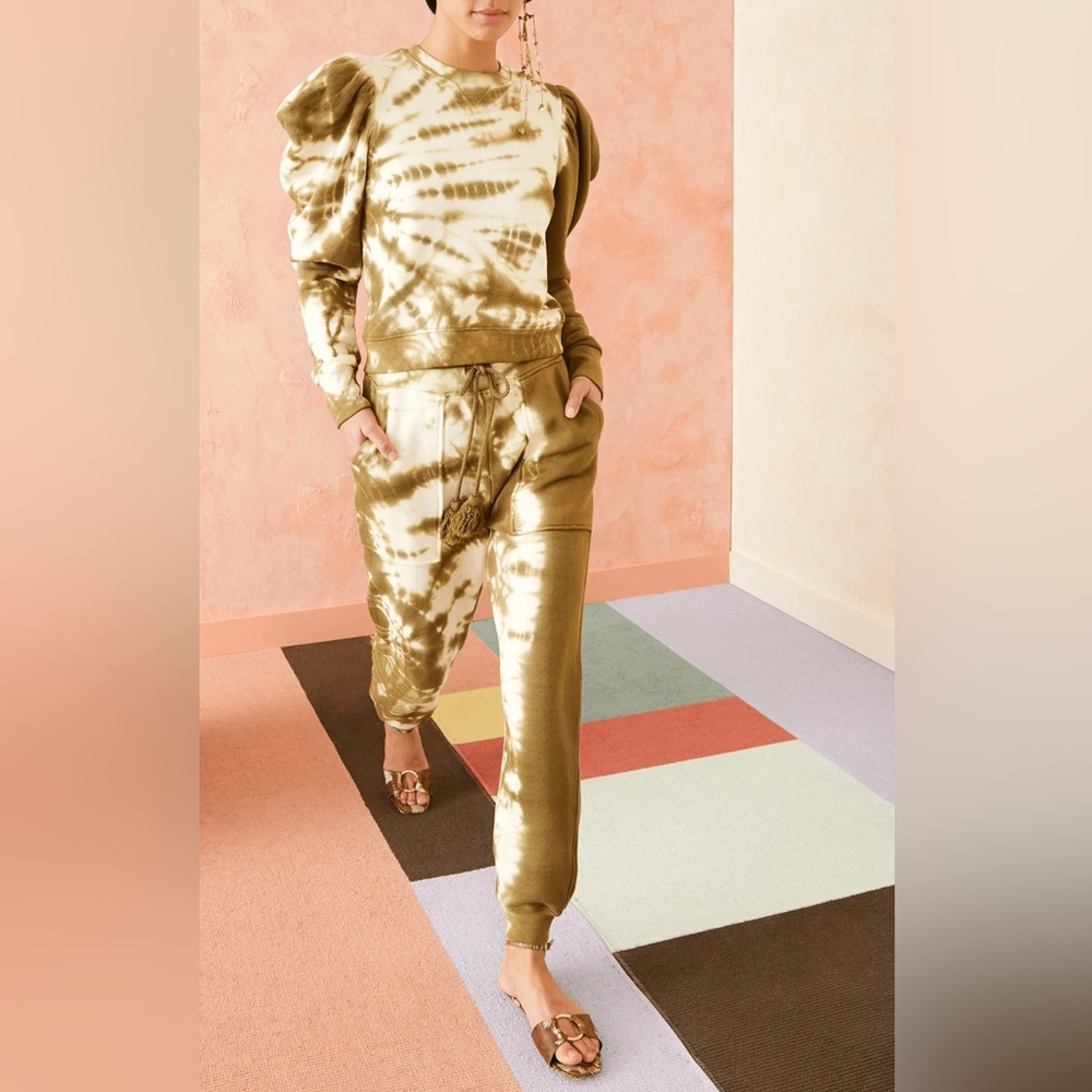 Ulla Johnson Olive Tie-Dye Sweatshirt and Joggers Set - Size M - SEE DESCRIPTION